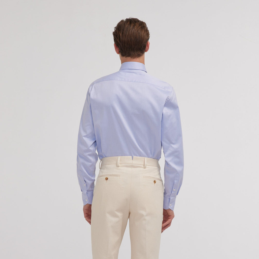 Chemise en twill double retors bleue