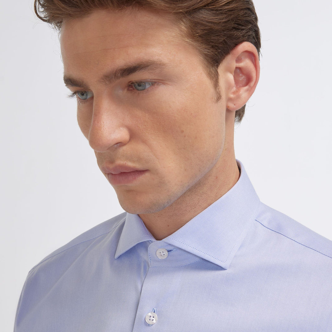 Chemise en twill double retors bleue