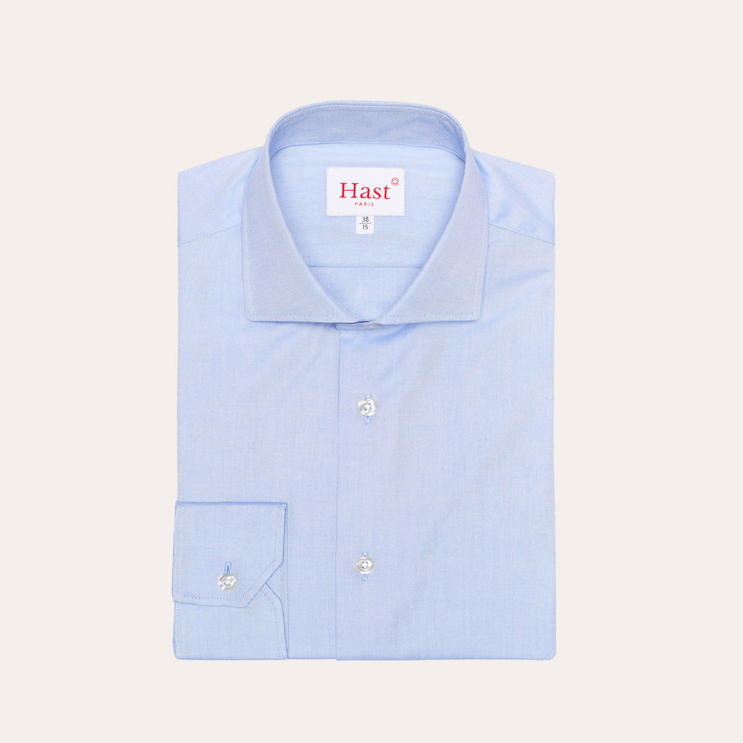 Blue double-twisted Oxford shirt