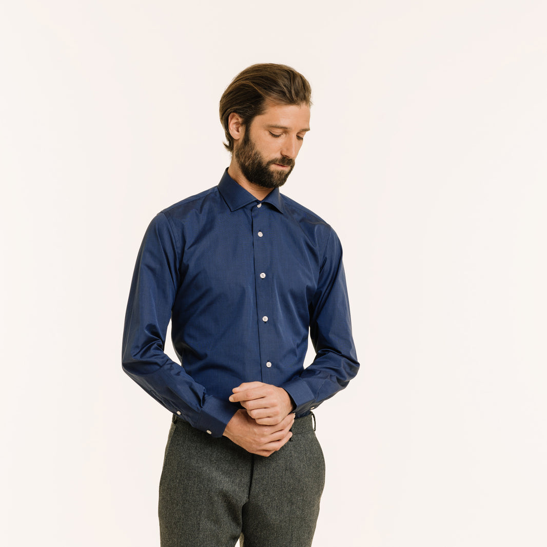 Midnight blue double-twisted thread-on-fil shirt
