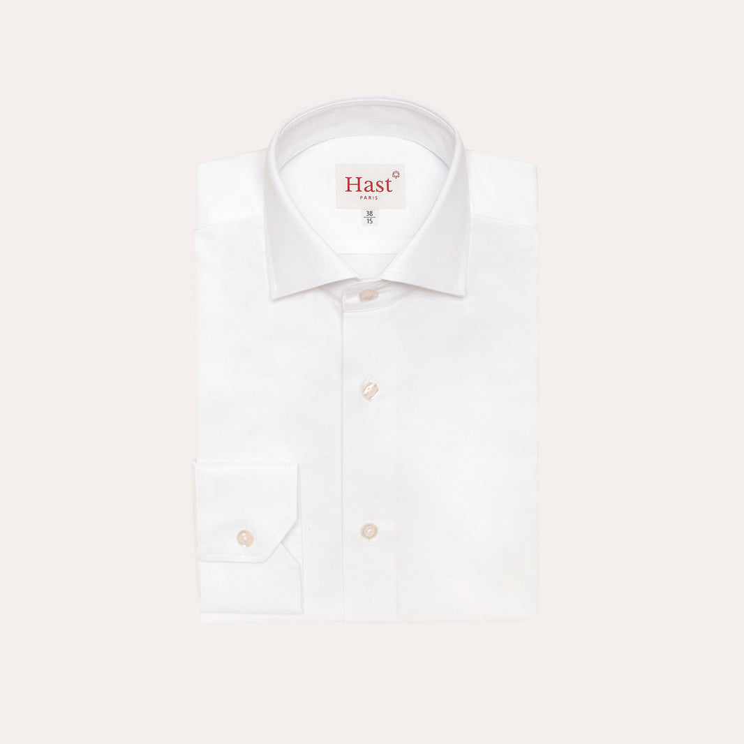 White double-twisted dobby fitted shirt
