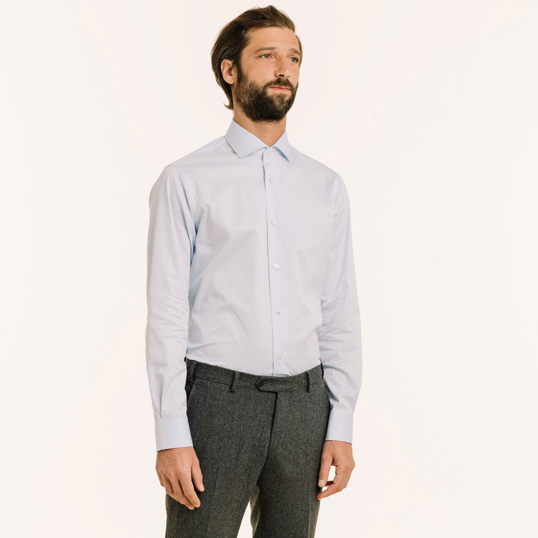 Sky blue double-twisted twill shirt