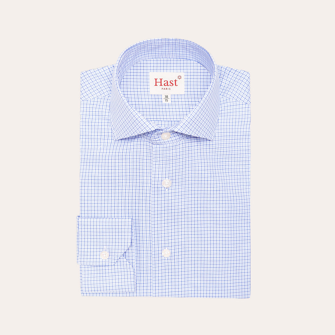 Double-twisted twill shirt with blue checks