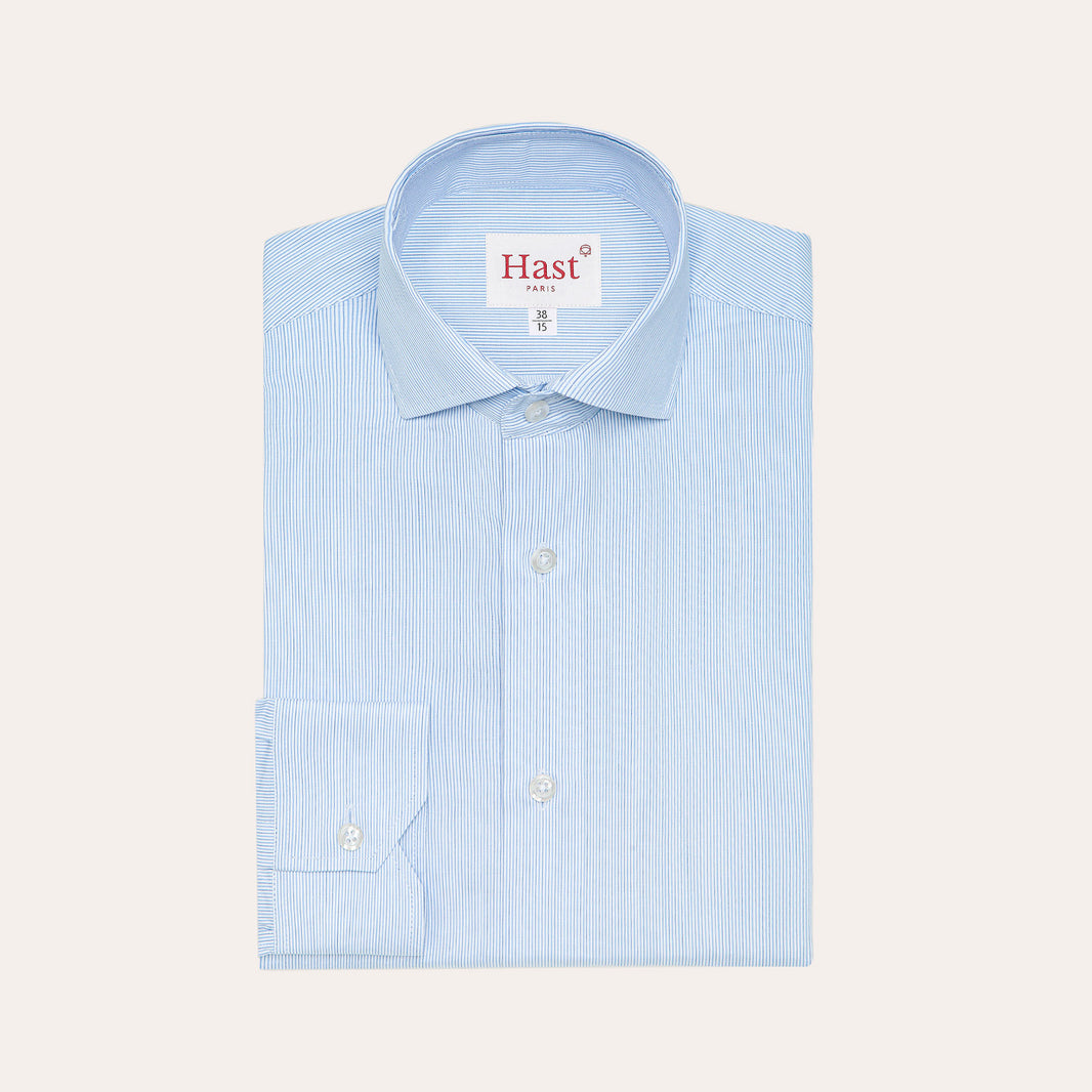 Fitted blue striped twill shirt