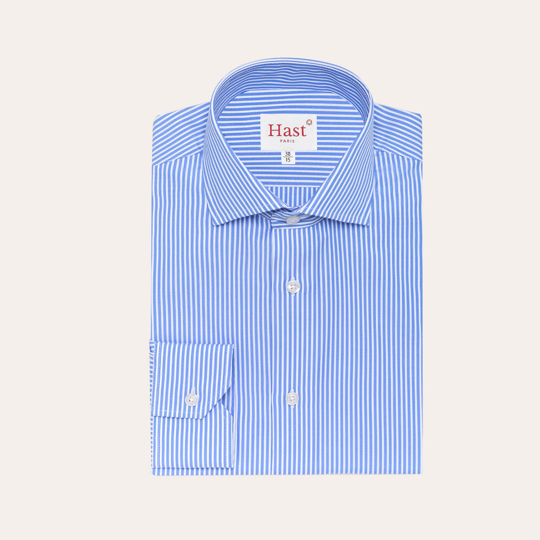 Fitted dobby shirt with blue stripes