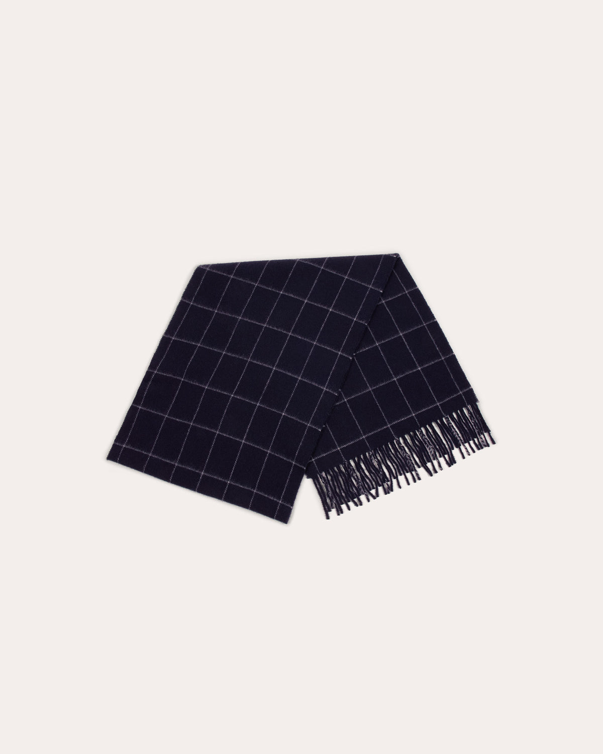 Navy check virgin wool scarf