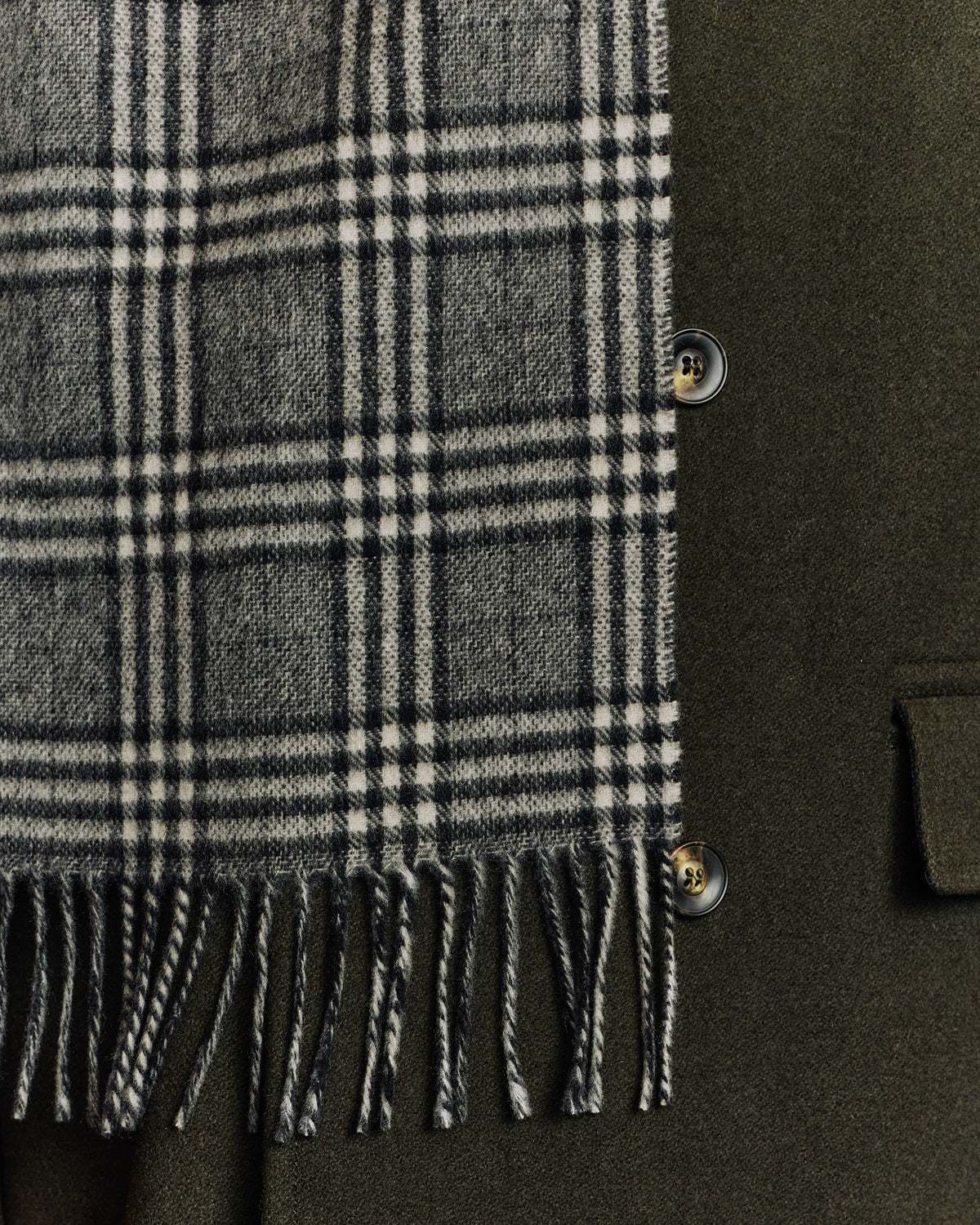 Grey checked virgin wool scarf