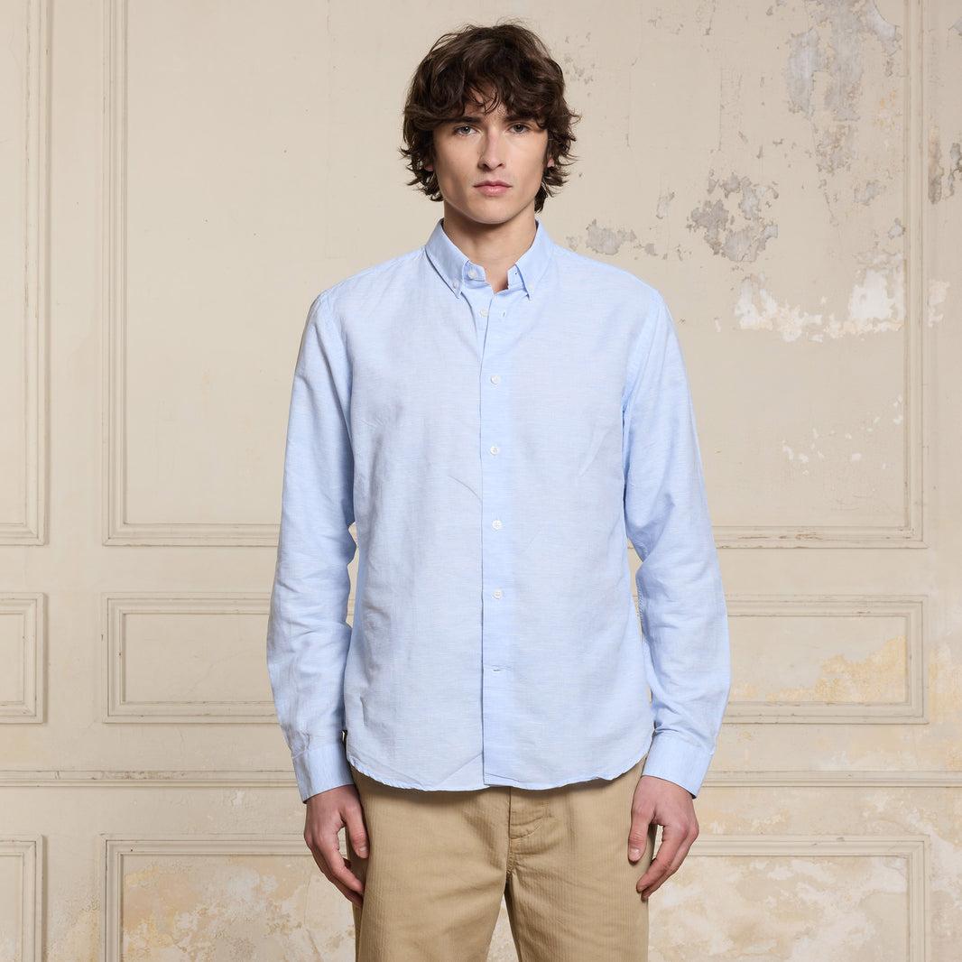 Sky blue linen and cotton shirt