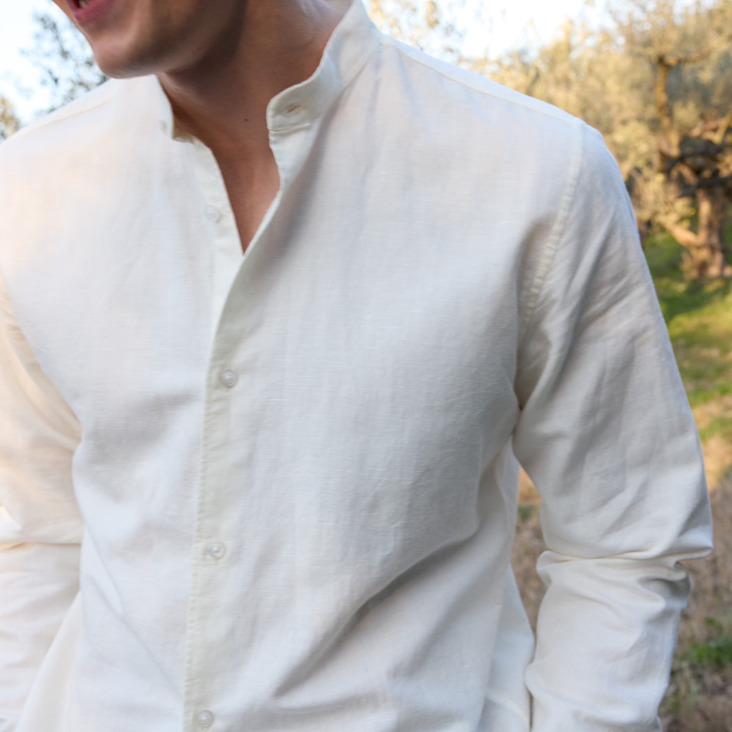 Chemise en coton et lin écrue