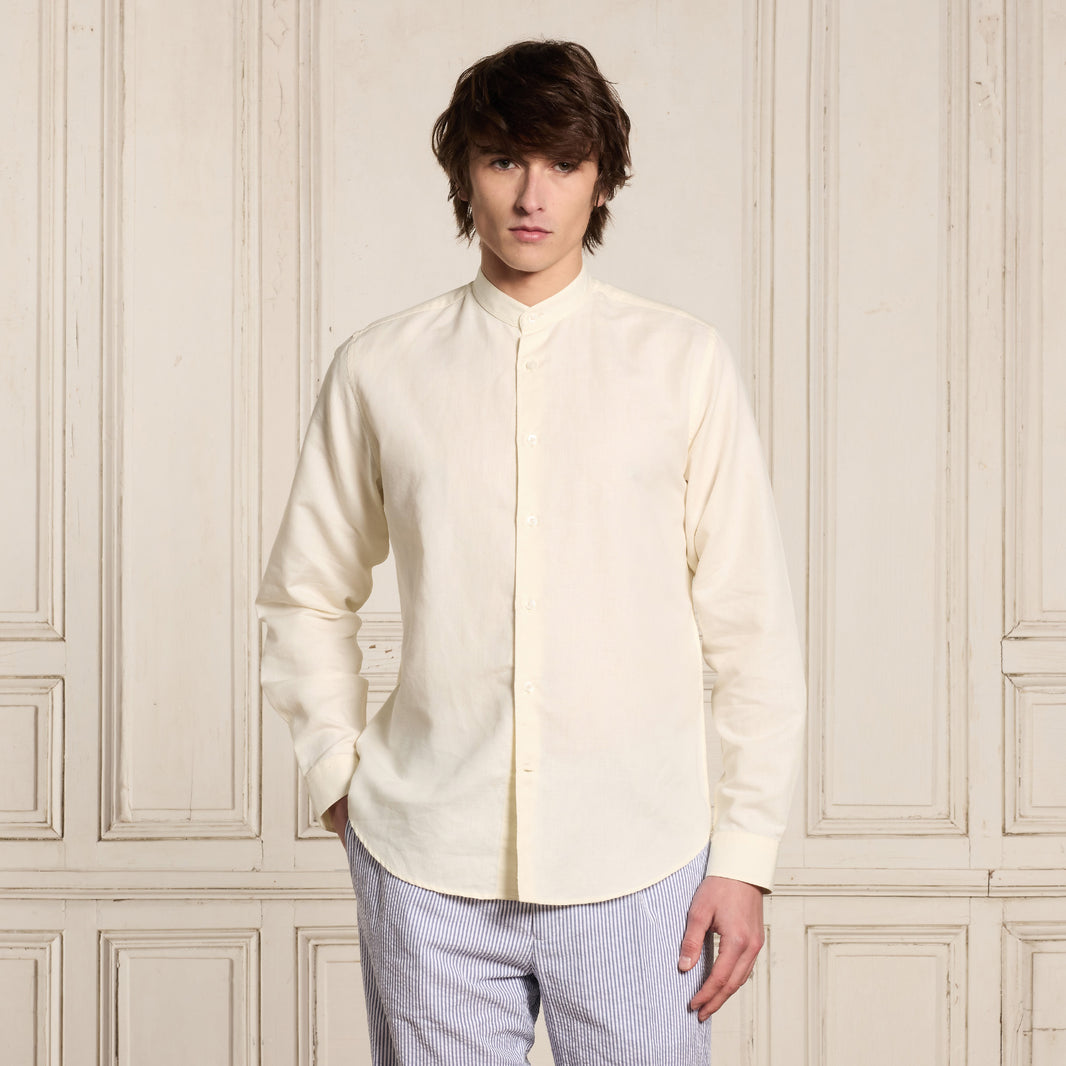 Ecru cotton and linen shirt
