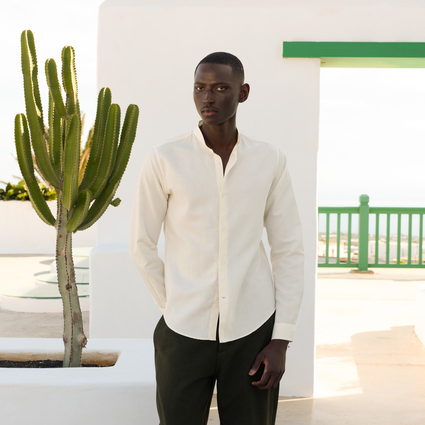 Ecru cotton and linen shirt