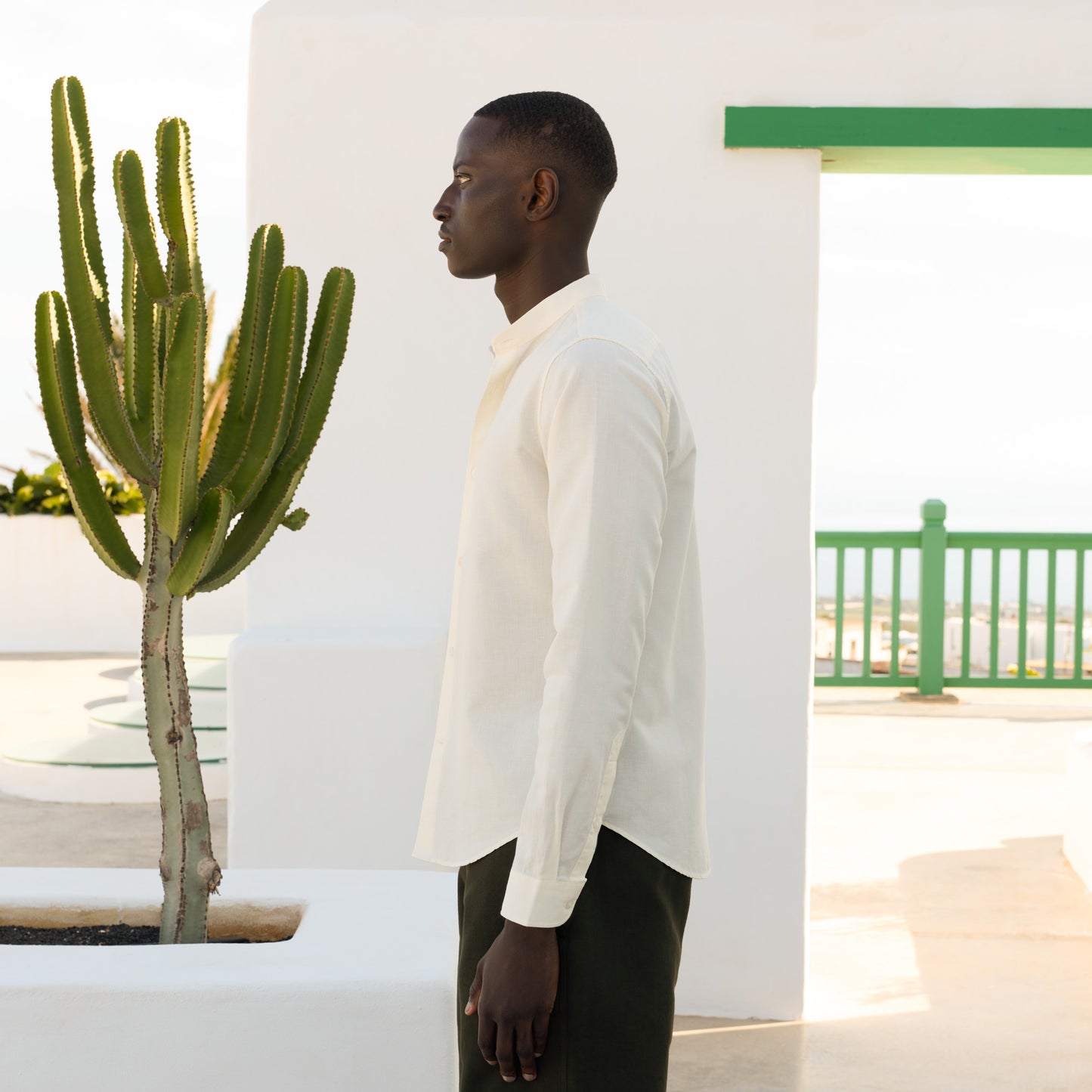 Ecru cotton and linen shirt