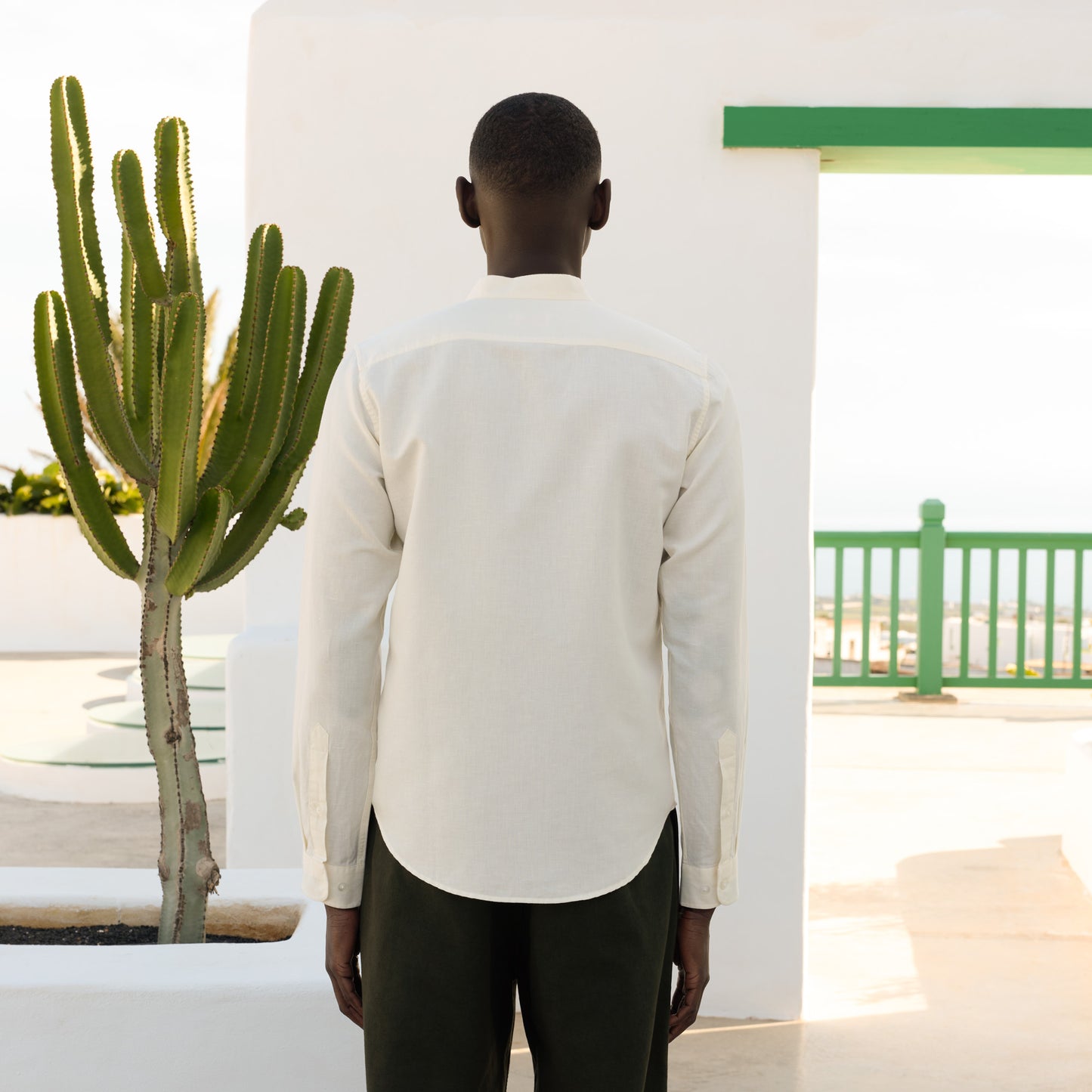 Ecru cotton and linen shirt