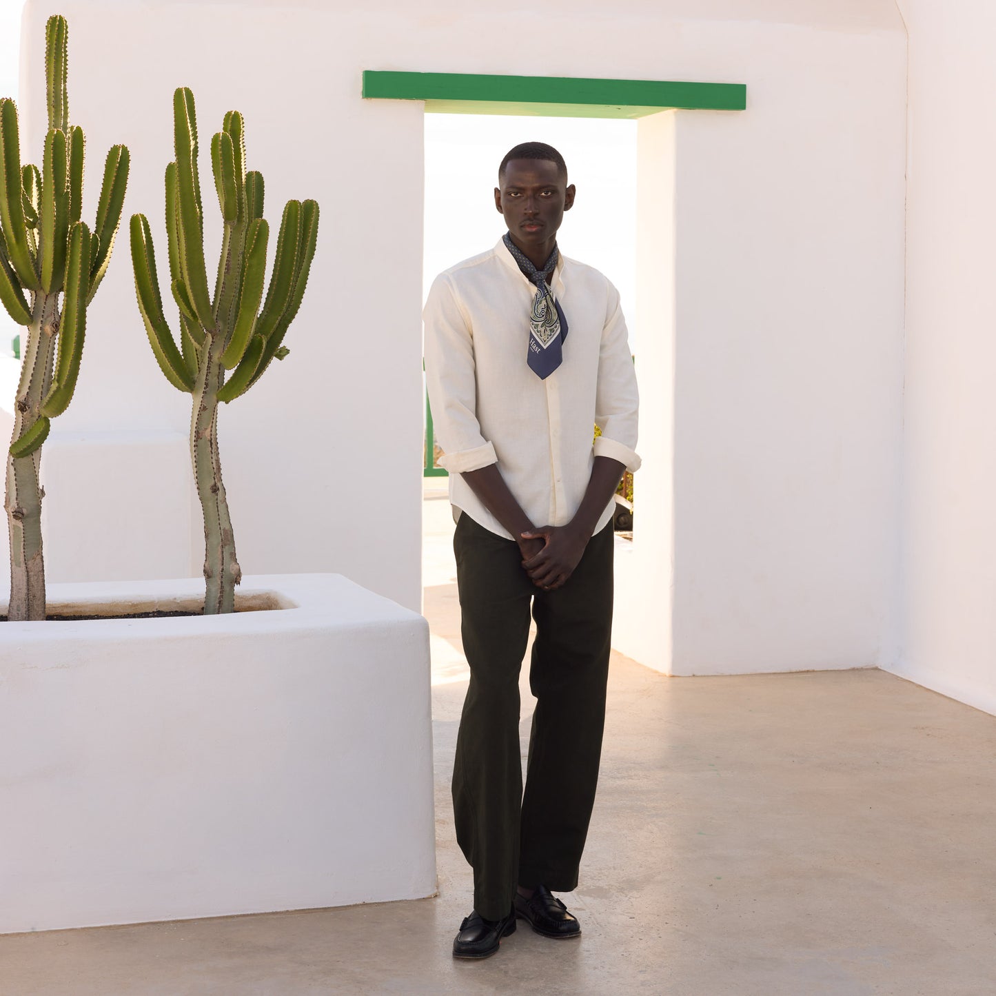 Ecru cotton and linen shirt