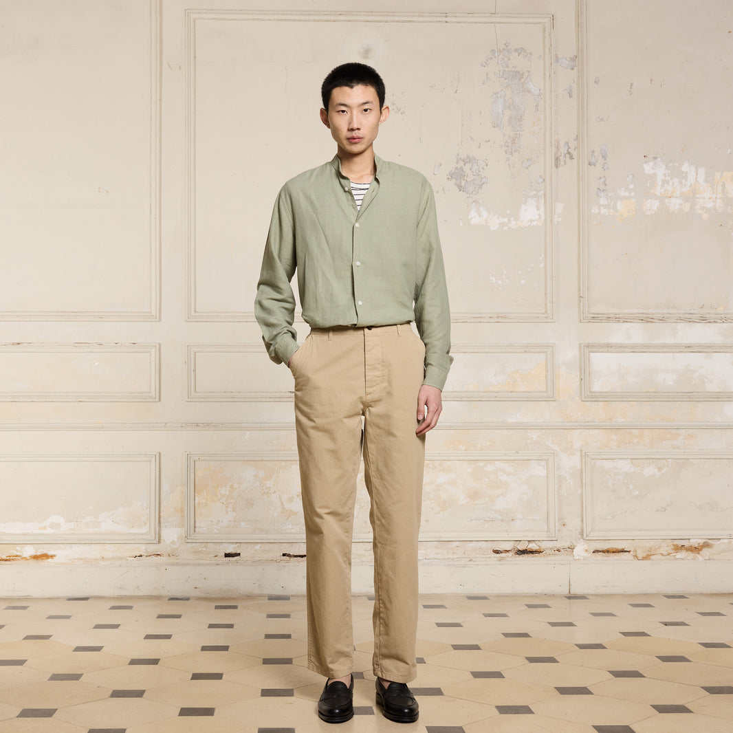 Sage green cotton and linen shirt