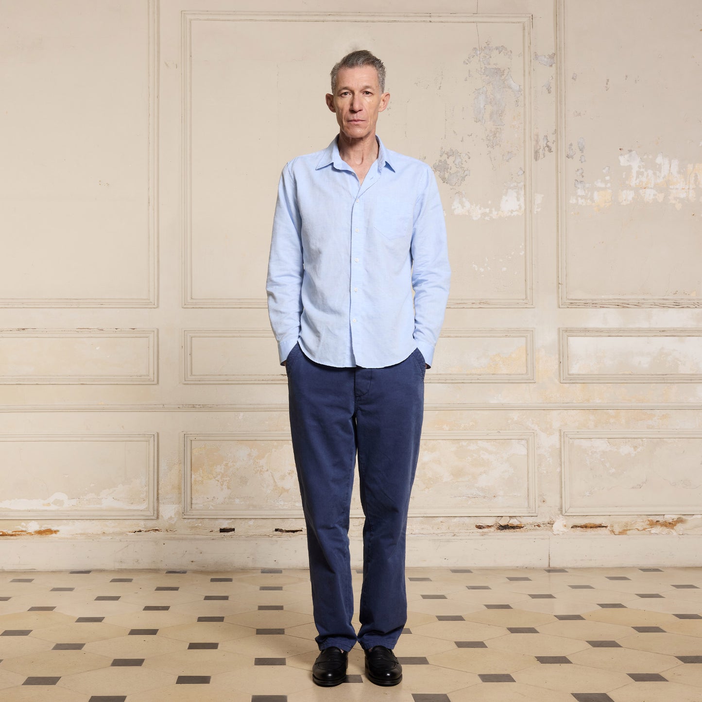 Sky blue cotton and linen shirt