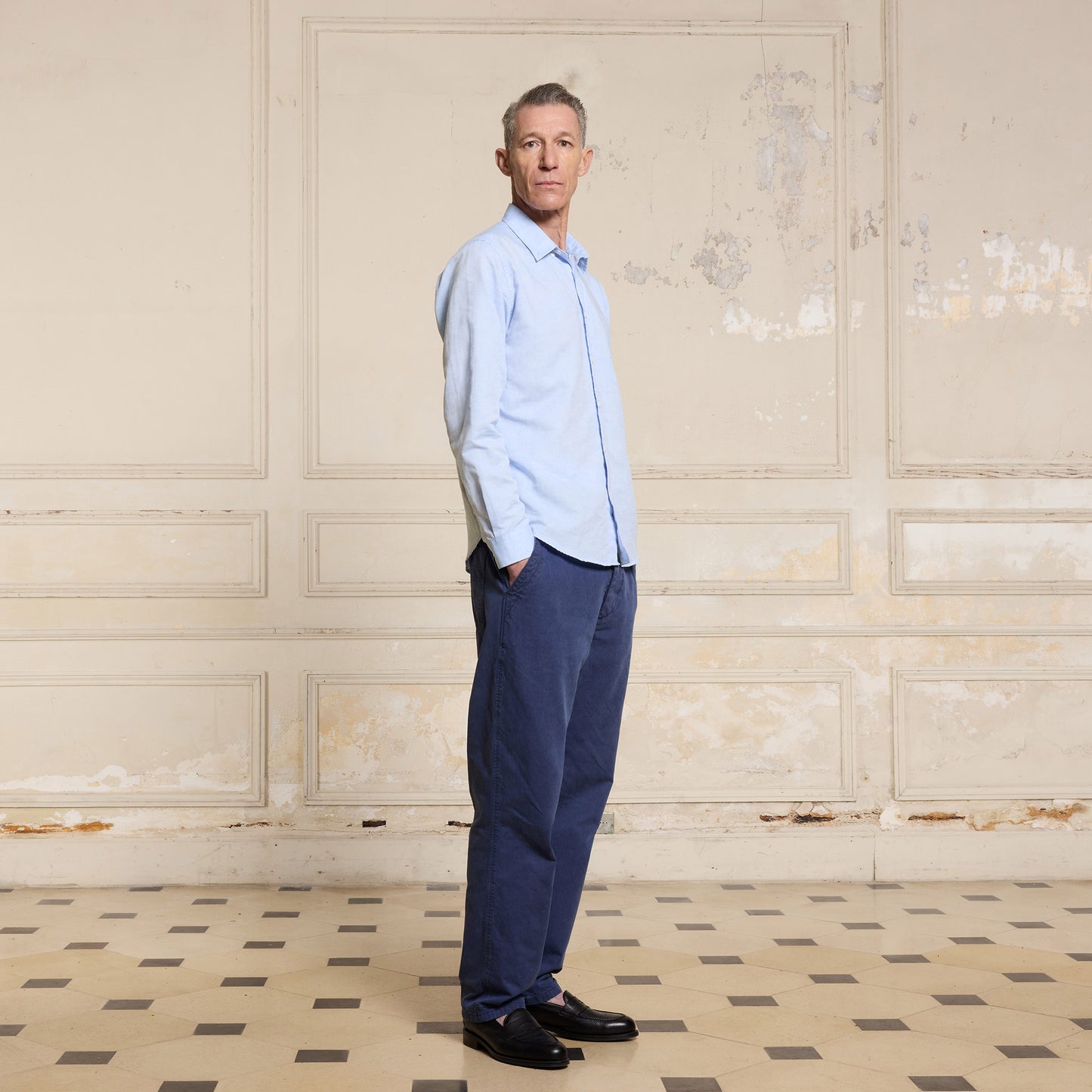 Sky blue cotton and linen shirt