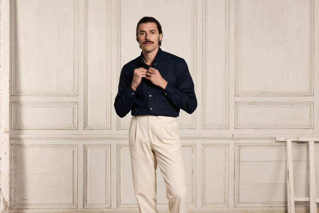 Chemise en lin marine