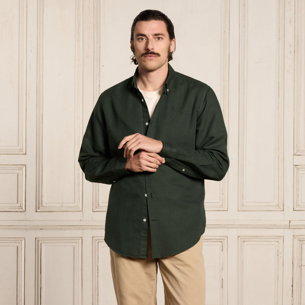 Chemise en lin et coton vert