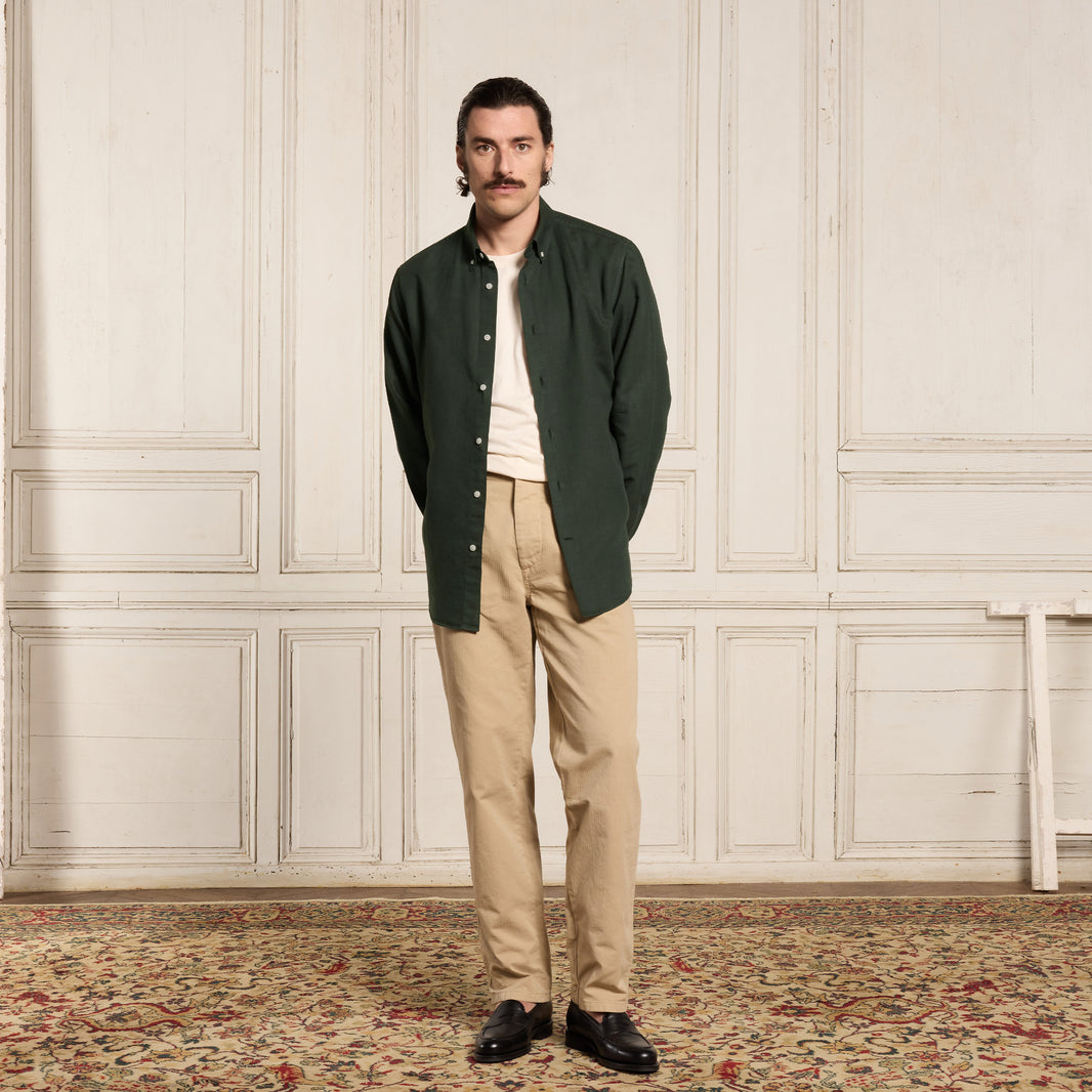 Chemise en lin et coton vert