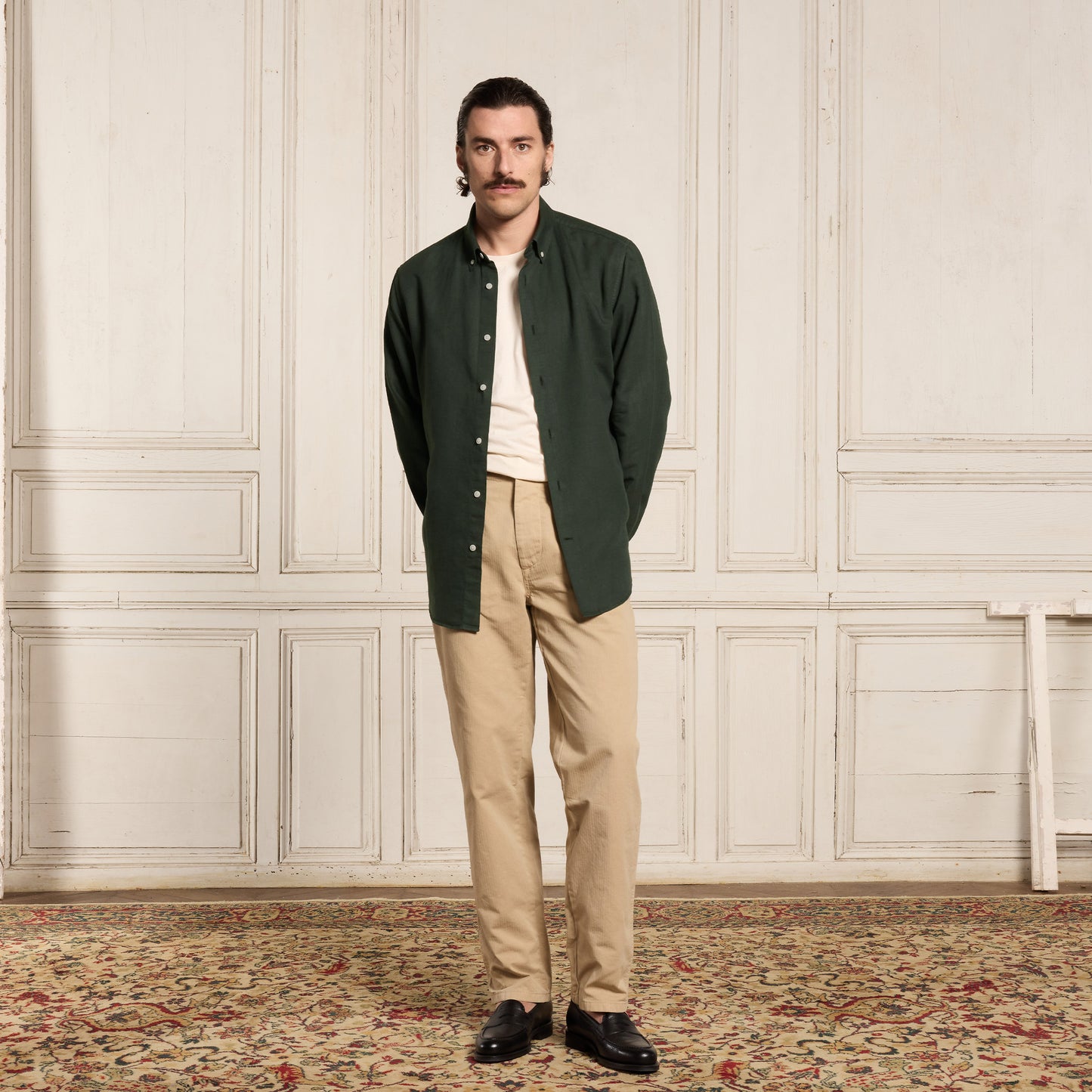 Green linen and cotton shirt