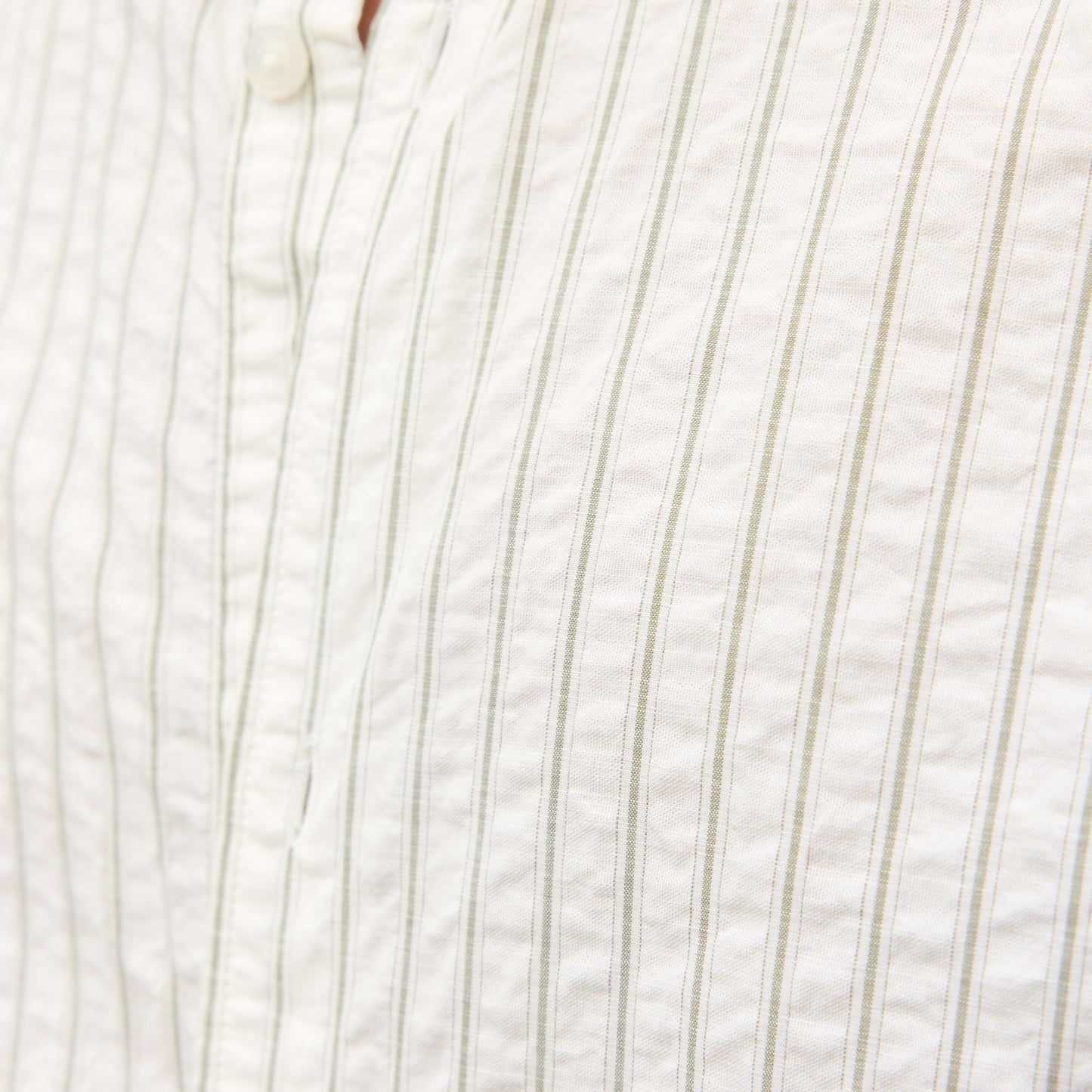 Chemise en coton écrue à rayures vertes