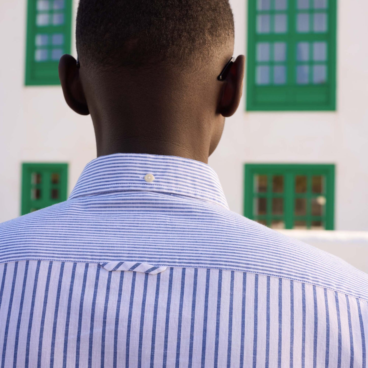 Blue striped cotton and linen shirt