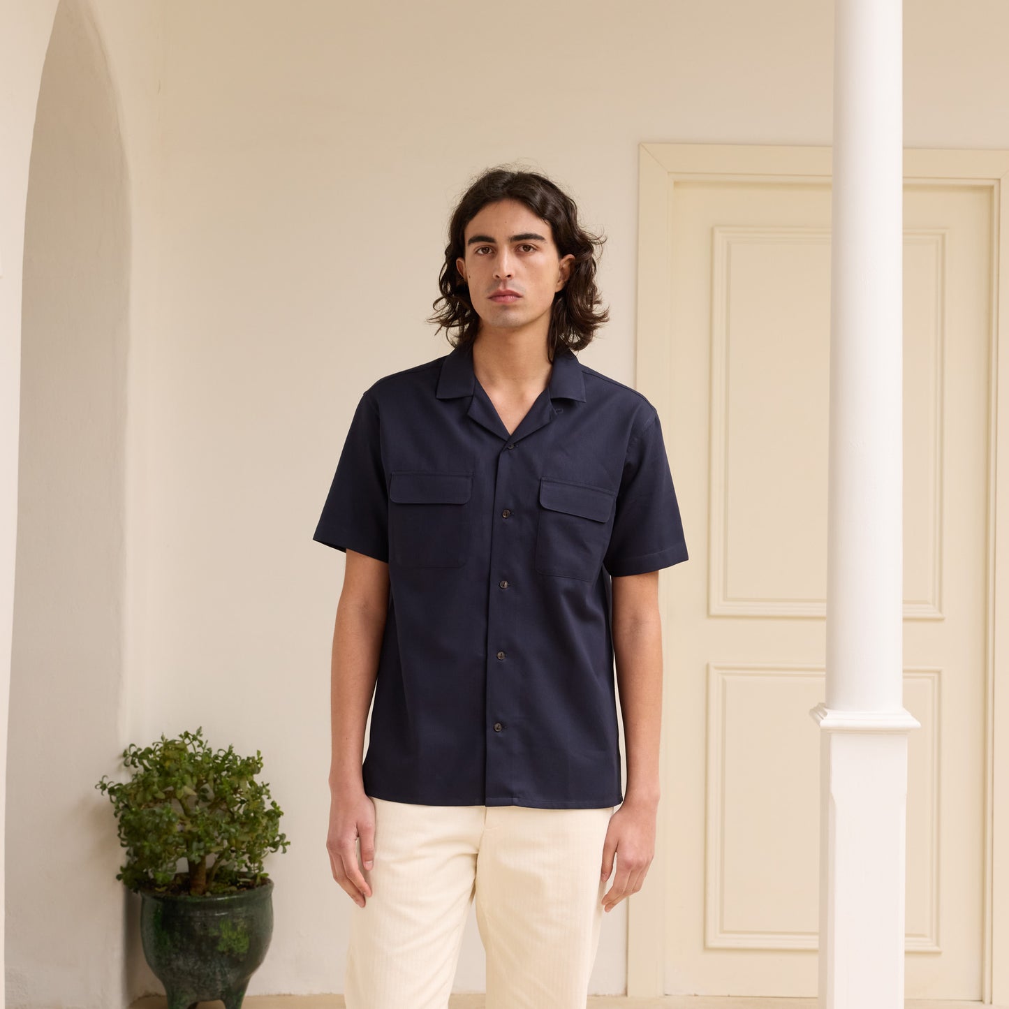 Short-sleeved shirt in navy Giro Inglese