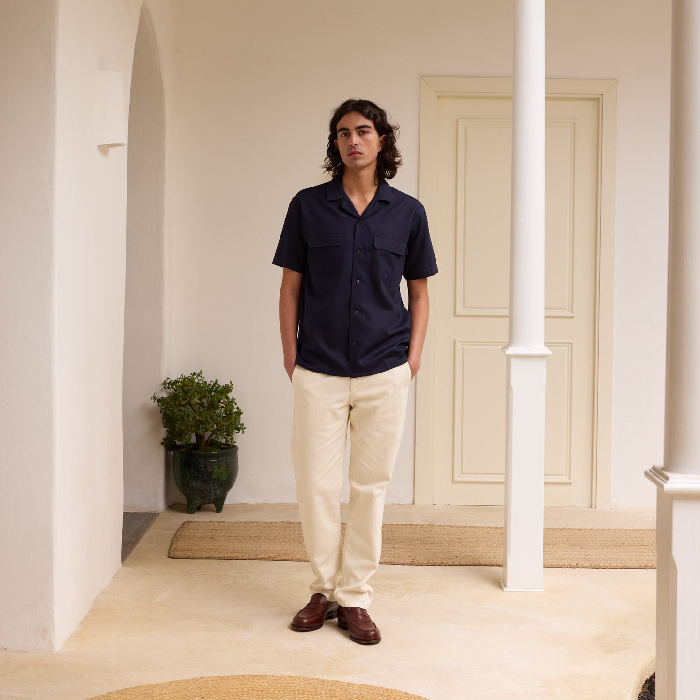 Short-sleeved shirt in navy Giro Inglese