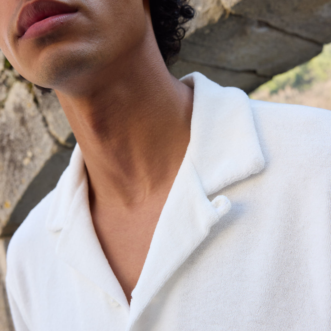 Chemise manches courtes éponge écrue