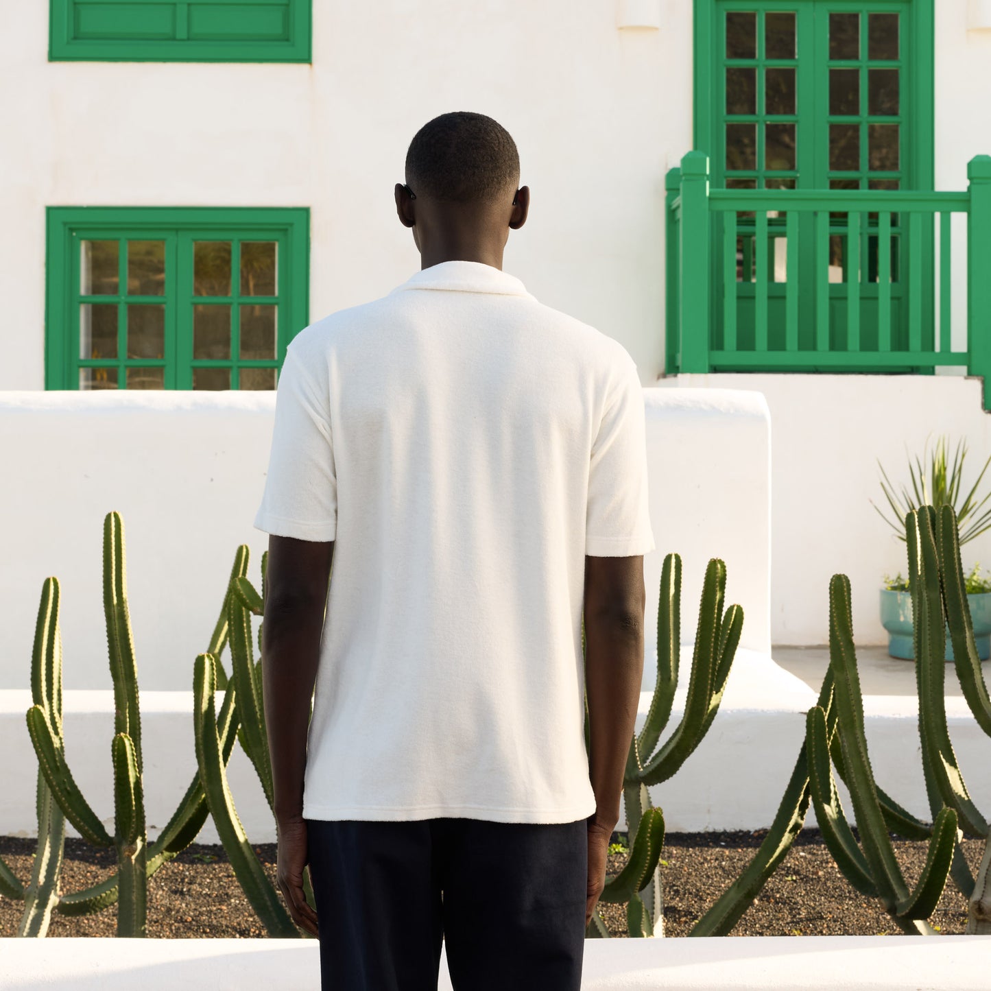 Chemise à manches courtes en éponge blanche