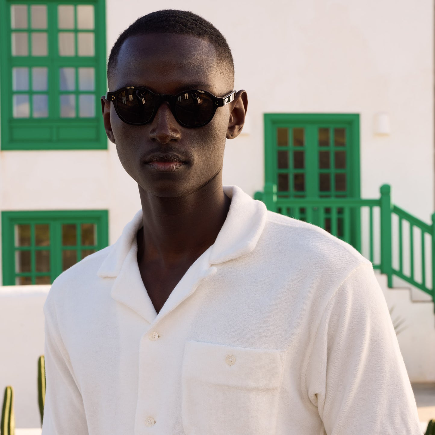 Chemise à manches courtes en éponge blanche