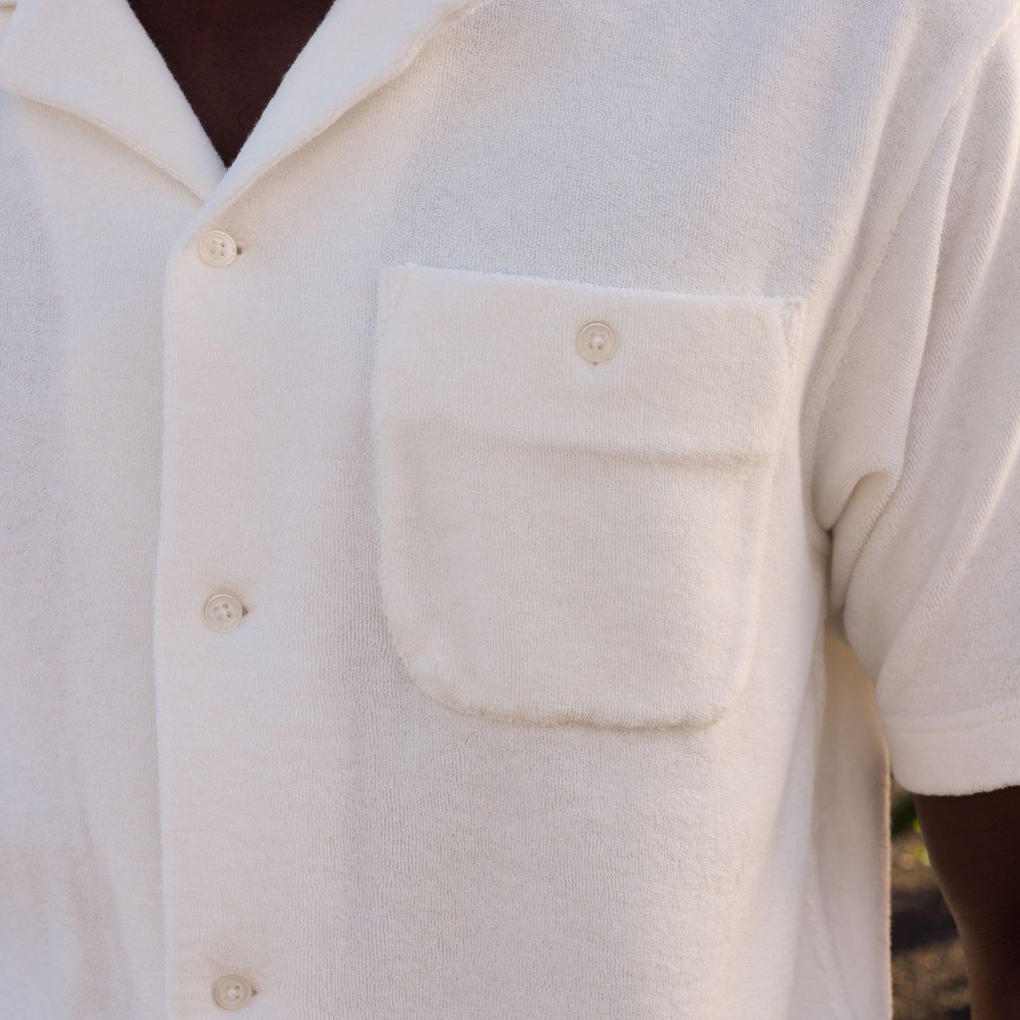 Chemise à manches courtes en éponge blanche