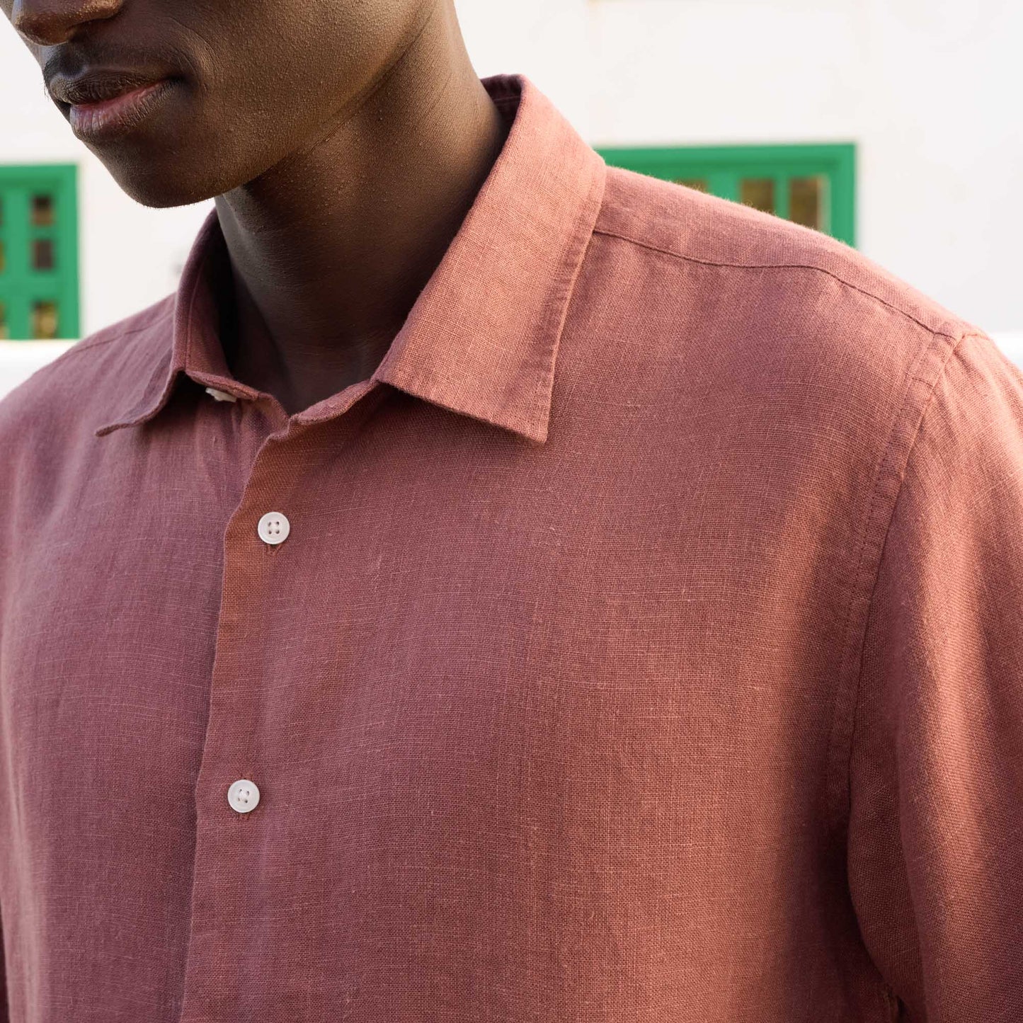 Burgundy linen shirt