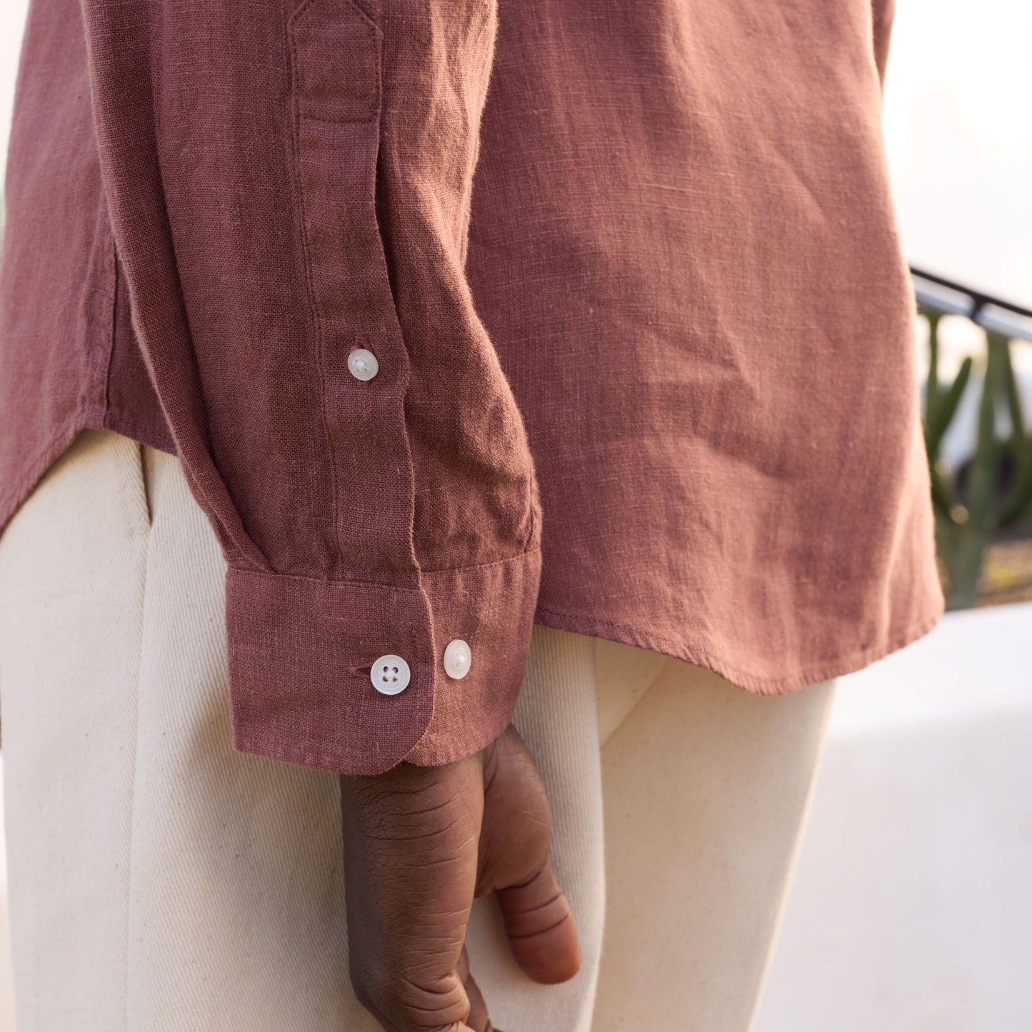 Burgundy linen shirt