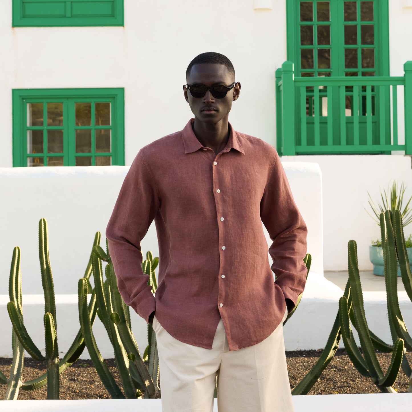 Burgundy linen shirt