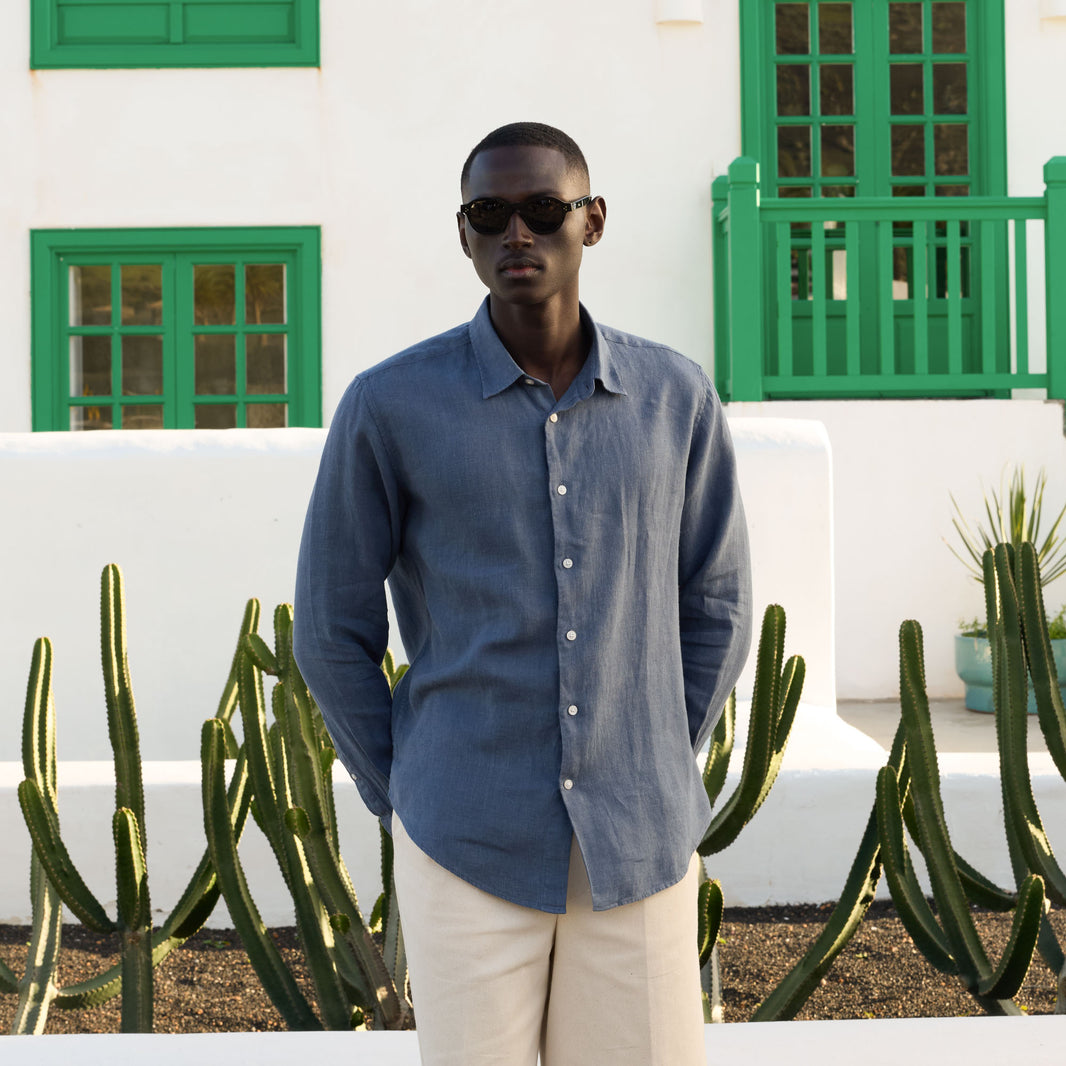 Blue linen shirt