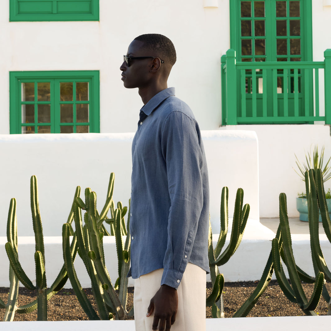 Blue linen shirt