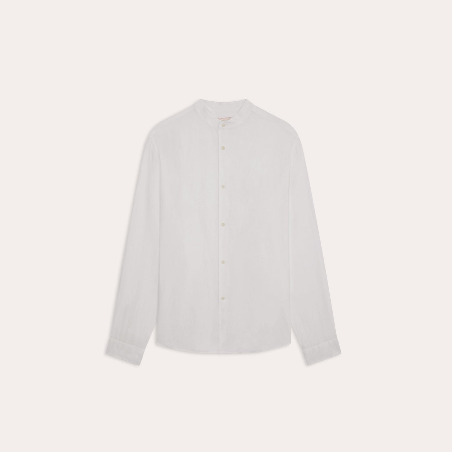 White linen mandarin collar shirt