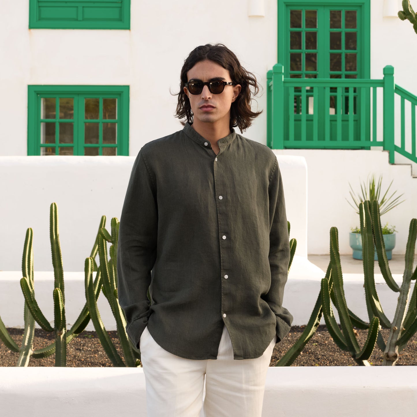 Khaki linen shirt