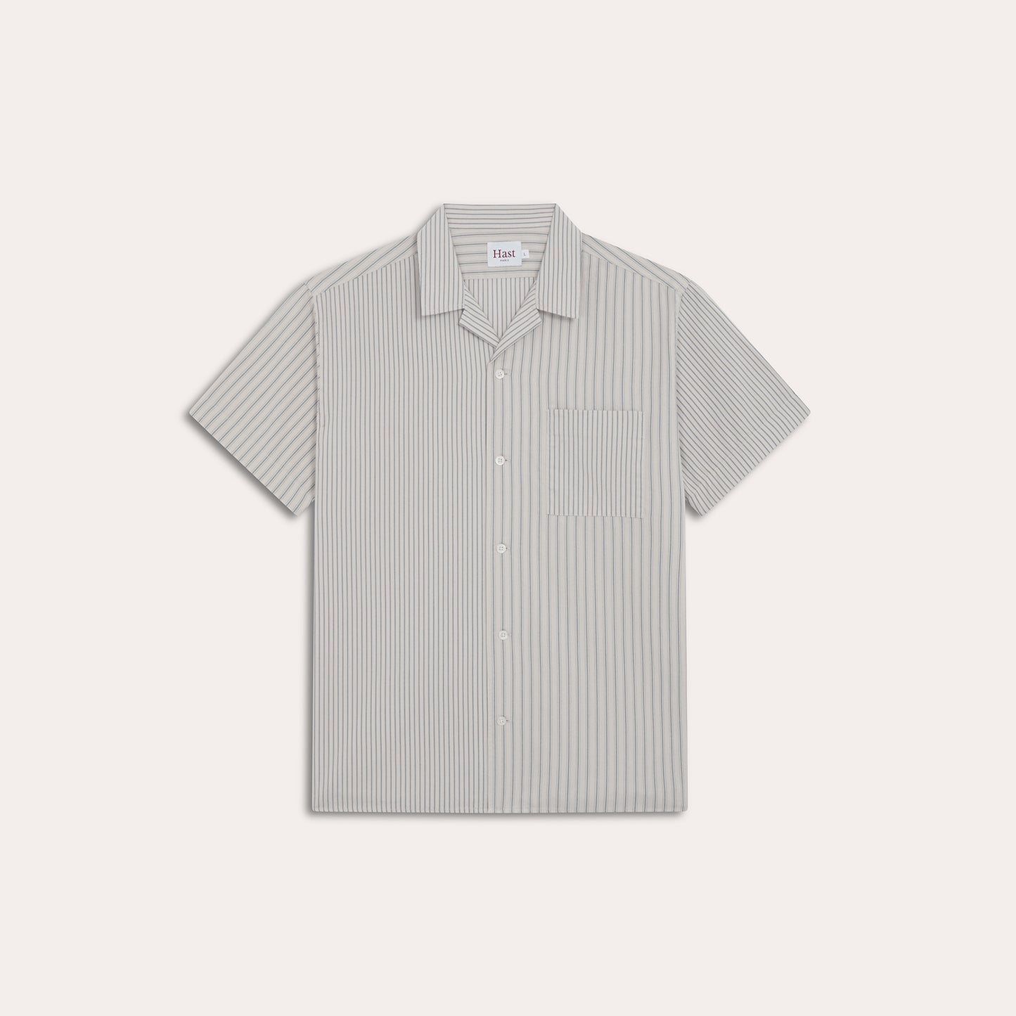 Blue striped white short-sleeved cotton shirt
