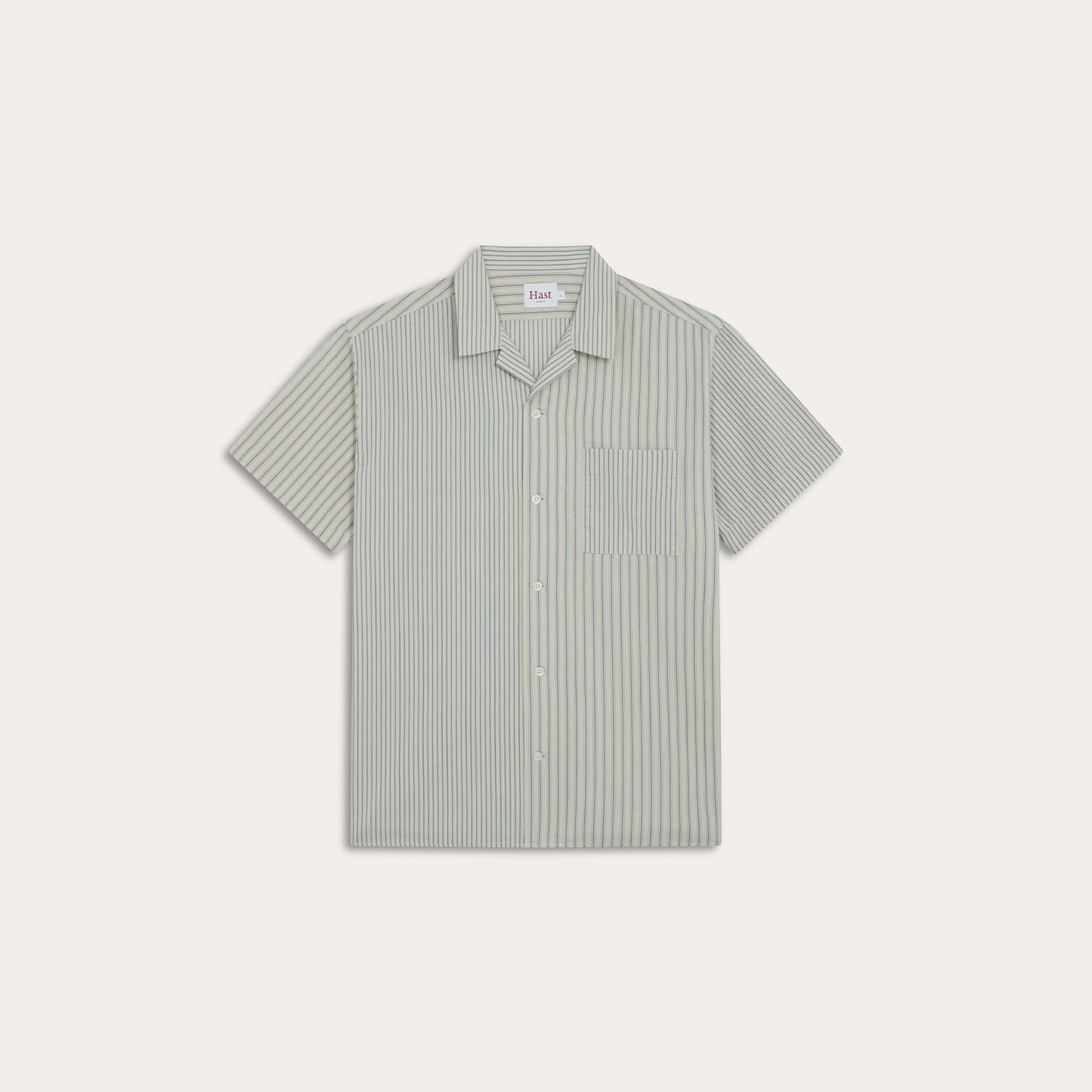 Blue striped white short-sleeved cotton shirt