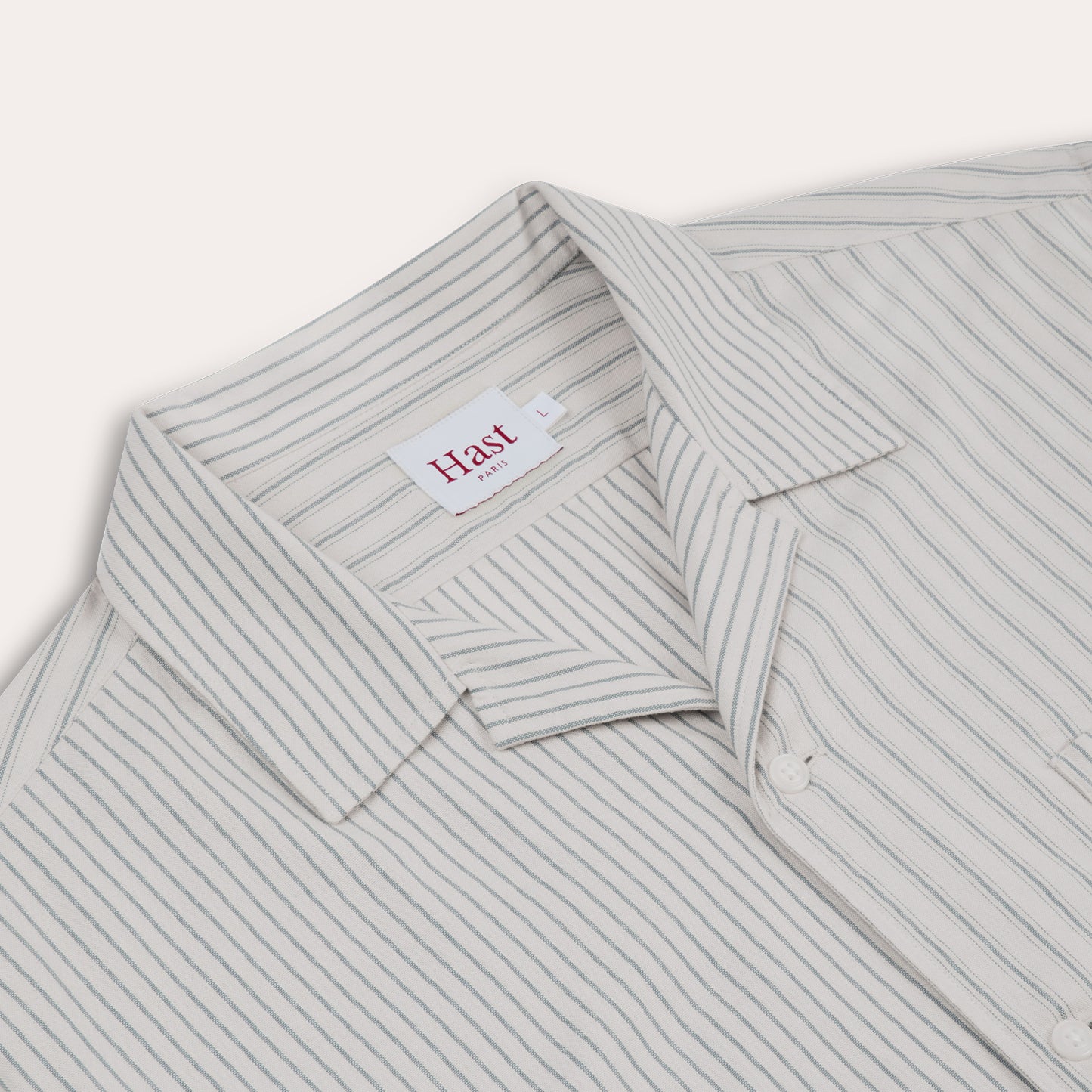 Blue striped white short-sleeved cotton shirt