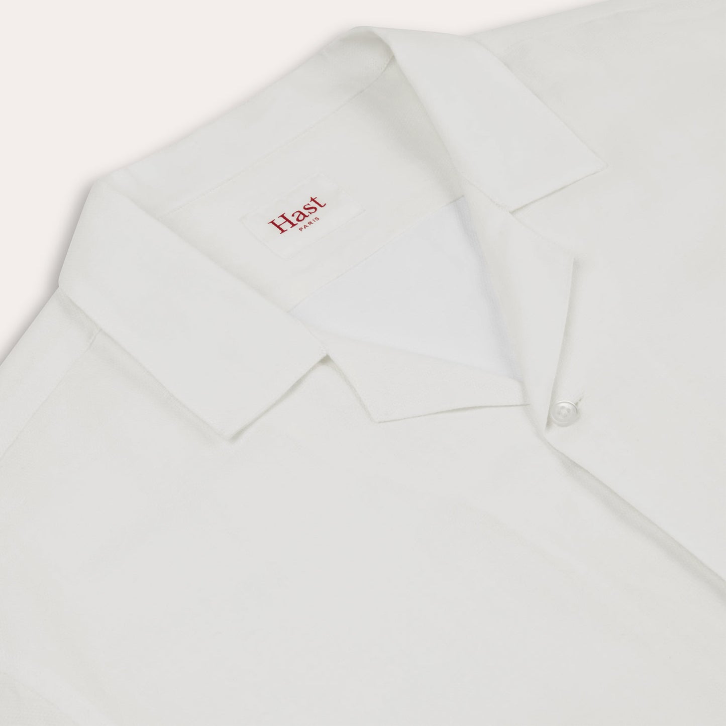 White linen and cotton short-sleeved shirt