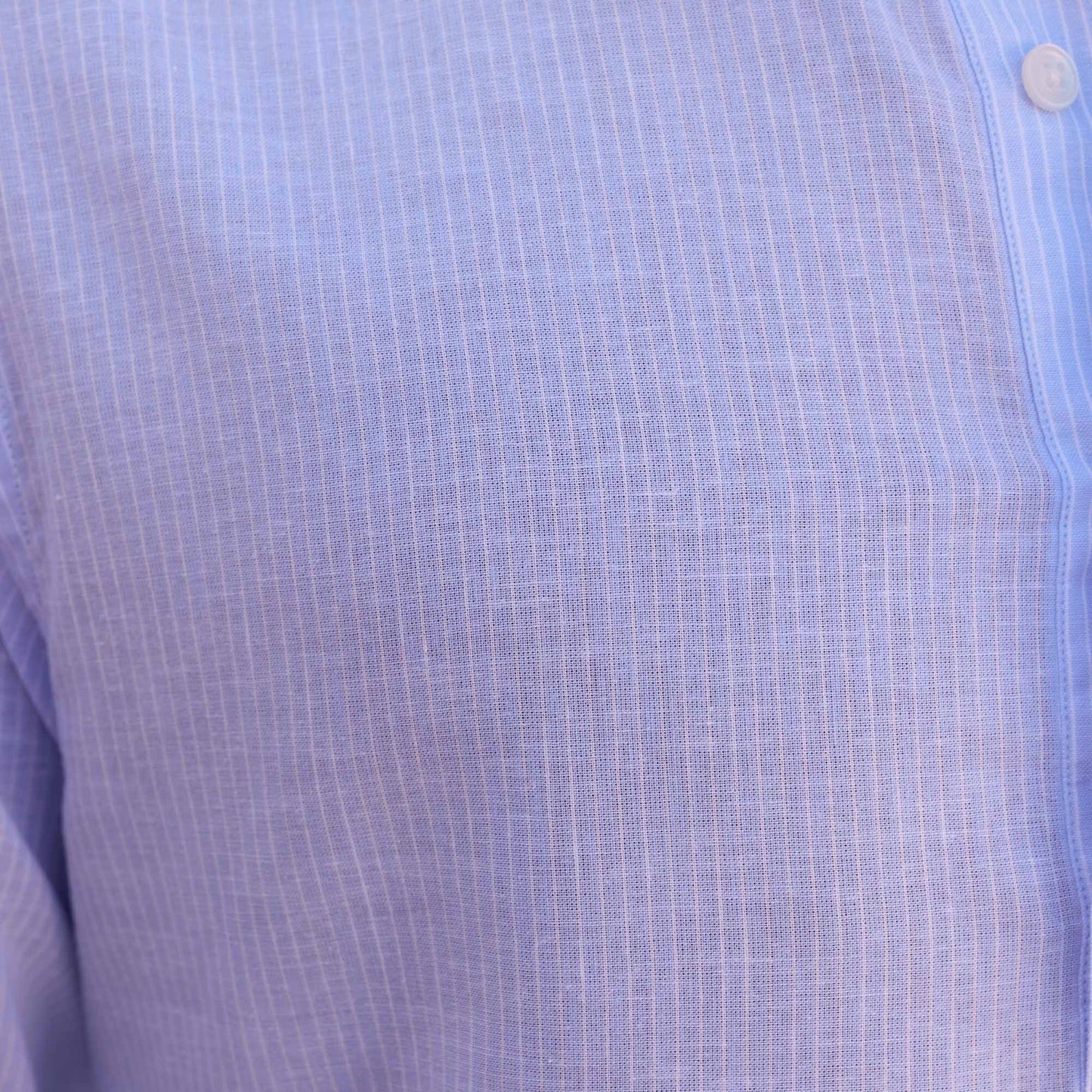 Chemise popover en coton lin bleu clair rayure blanche