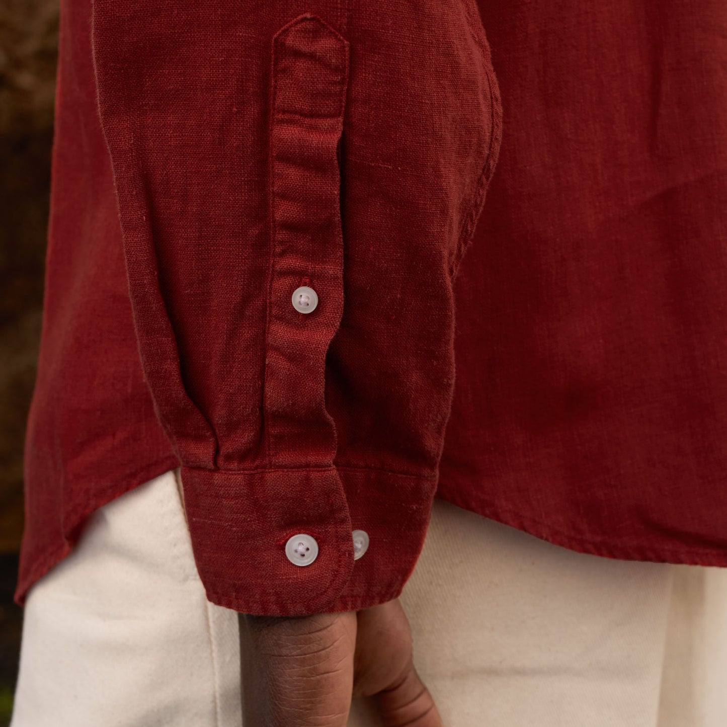 Carmine red linen shirt