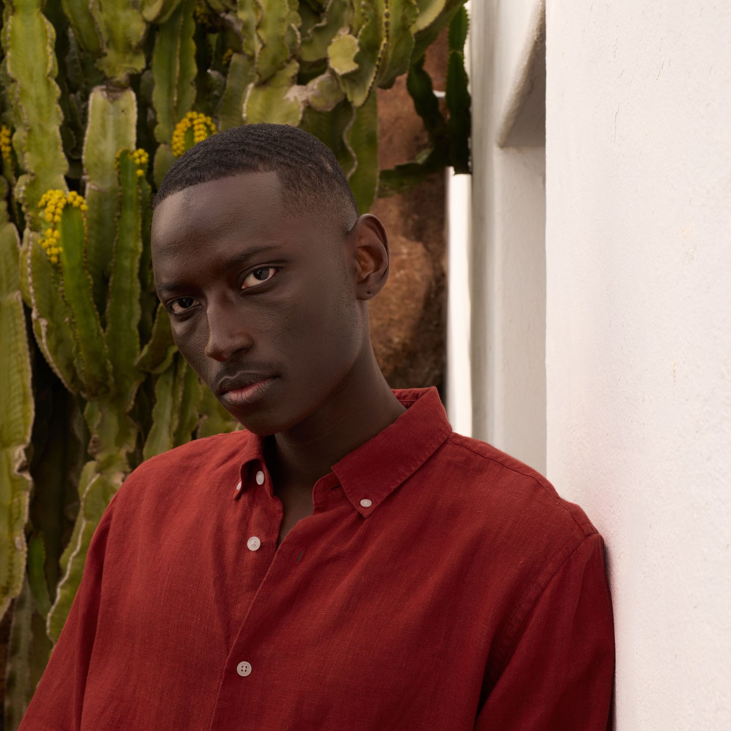 Carmine red linen shirt