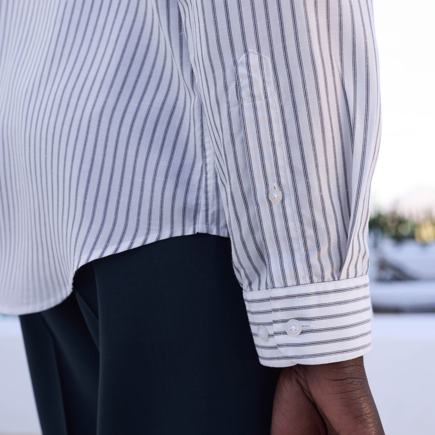 Grey striped Tencel and nettle shirt