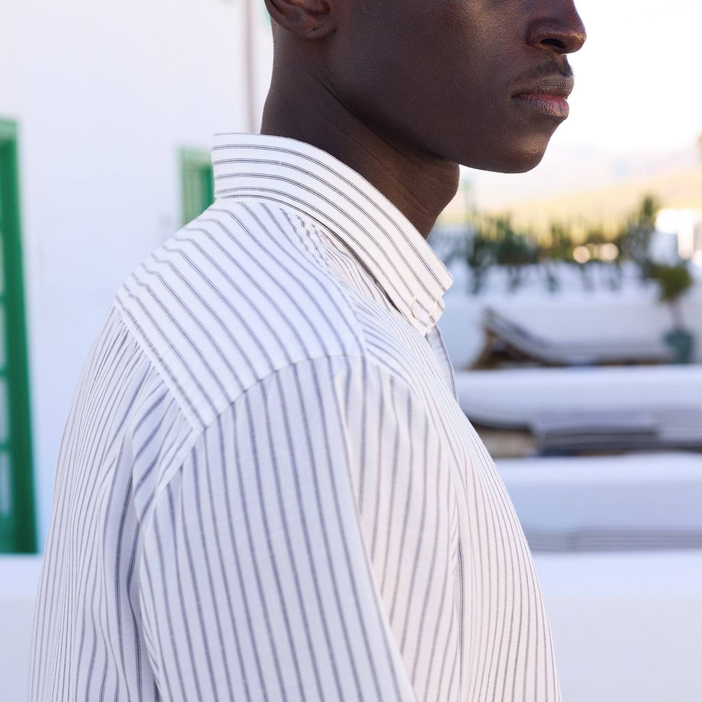Grey striped Tencel and nettle shirt