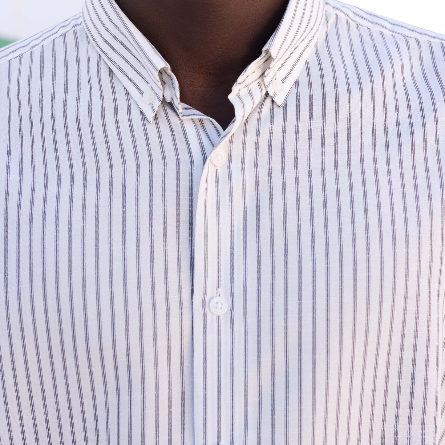 Grey striped Tencel and nettle shirt